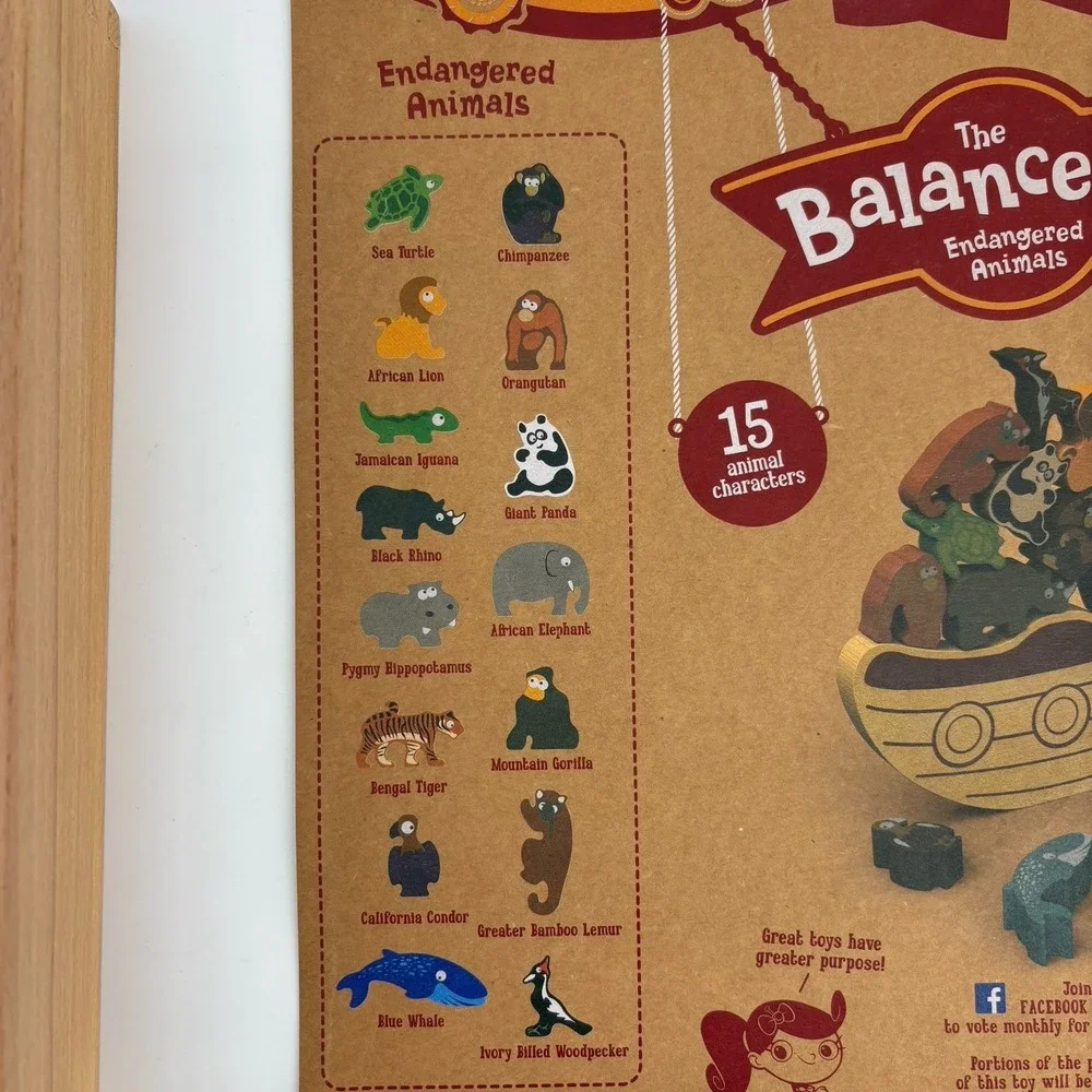 BeginAgain Balance Boat‎ Endangered Animals Game Wooden Motor Play 3+ Complete